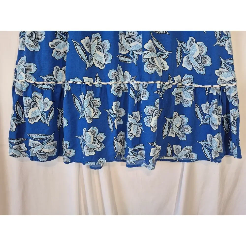 Anthropologie Maeve Alyssa Blue Floral Midi Skirt US 14 - Picture 5 of 13